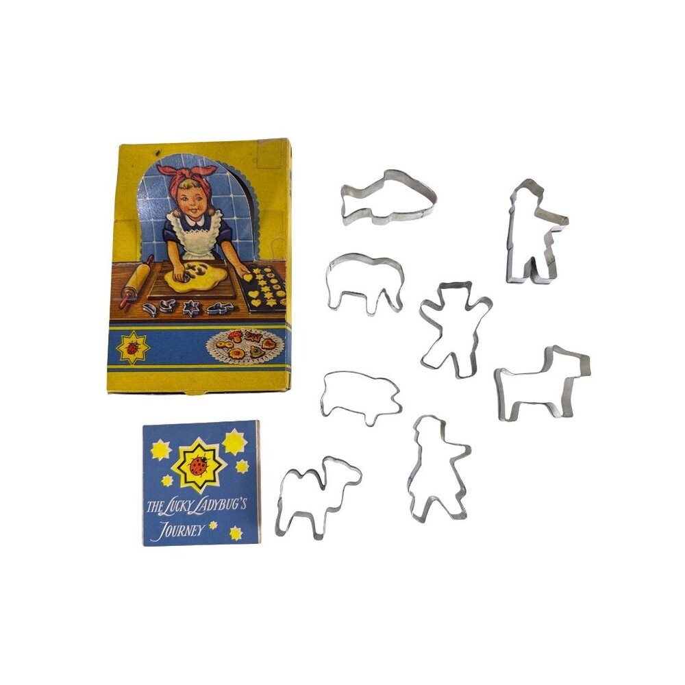 Vintage German Child's Cookie Cutter Set With Lucky Ladybug Story Booklet